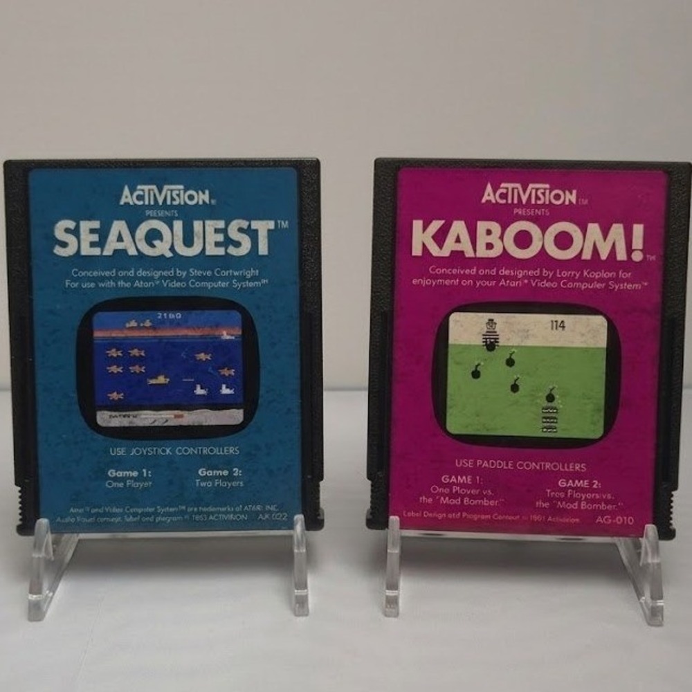 Activision Seaquest & Kaboom! - Atari 2600 Cartridge Bundle - Tested & Working!